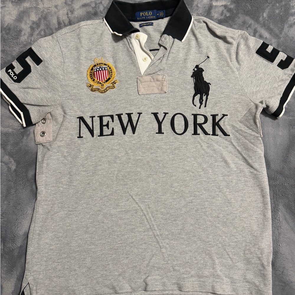 Polo by Ralph Lauren Light Gray Polo Shirt with Black Accents